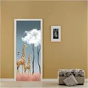 Door Stickers Self-Adhesive Cartoon Pattern Art Door Sticker Home Decoration Door Cover Mural Porch Wallpaper Poster(77x200cm)