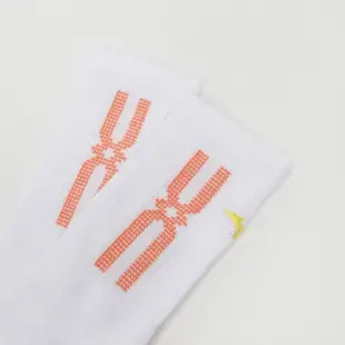 【MIZUNO 美津濃】襪子 男款 白 橘 長襪 高筒 運動襪 包覆 美津濃 單雙入(32TXA608-41)