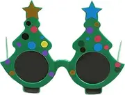 [Generic] Green Christmas Tree Sunglasses - Christmas Sunglasses Tree Shape | Costume Eyeglasses | Costume Supplies Dress Up Accessory | Novelty Eyewear for Christmas Gathering Cosplay Holiday Favors