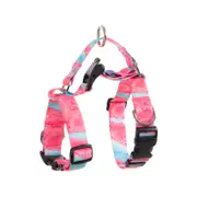 Banhamsisun M Marble Pink Dog Double-Lined Straps Harness Adjustable No Pull