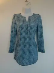 NWT TORY BURCH Juniper Berry T-Zag Small C Silk Blend Kasey Tunic Top Blouse 2