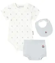 [Moncler Enfant] Moncler Enfant Baby cotton-blend bodysuit, bib, and bloomers set M 9-12 white