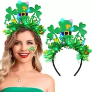 Light up St. Patrick'S Day Headband Led Glowing Shamrock Irish Hats Clover Party