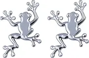 3D Metal Frog Emblem Badge Car Decal Sticker Car Side Rear Trunk Decoration Accessories 2pcs (Silver)