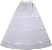 [TUTU] A Line 3-Hoop Hoopless Crinoline Petticoat Slips Underskirt, White, One Size