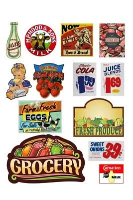 1:87 HO scale model grocery store signs