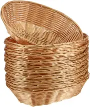 20 Pack Wicker Bread Basket, Handwoven Oval Plastic Basket, Woven Tabletop Fruit