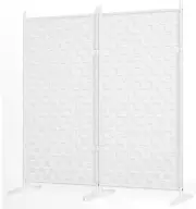2 Panel 69" x 62" Room Divider Wall Partition White Fabric New in Box NIB