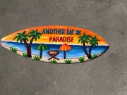 ANOTHER DAY IN PARADISE HAND CARVED WOOD SIGN WALL ART TROPICAL