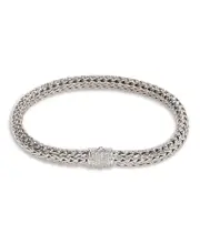 John Hardy Classic Chain Sterling Silver Small Bracelet with Diamond Pave