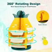 Kids Toy Organizer 360 Revolving W/Plastic Shelf Storage Bins Pineapple Toy Box