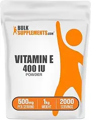 BulkSupplements.com Vitamin E 400 IU Powder - as D-Alpha Tocopherol, Nutritional Supplements - Gluten Free, 500mg per Serving, 1kg (2.2 lbs) (Pack of 1)