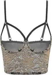 [Yeahdor] Womens Sexy Lace Bustier Bra Cami Crop Top Lingerie Corset Top Sheer Mesh Body Shaper Camisole