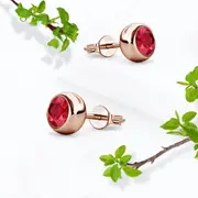 Opulence Earrings Embellished with Ruby SWAROVSKI® Crystals in Rose Gold