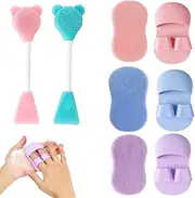 EAVUYIS Pack of 5 Facial Cleansing Brush Soft Silicone Face Scrubber Face Massage Brush for Pores Blackhead Removal Exfoliating Unique Make Up Tool for Girls