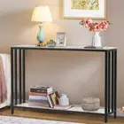 2 Tier Console Table White Marble Stone Hallway Table Flower Plants Display Desk