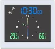 Daseeme Thermohygrometer Clock Digital Alarm Clock Indoor Thermometer Hygrometer Clock with Dual Snooze Alarm Function Desktop & Wall-Mounted USB & Battery Operated Color Screen Display