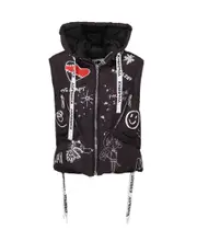 graffiti-print down-feather jacket 1 Black