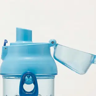 小禮堂 哆啦A夢 日製 透明直飲式水壺 附背帶 塑膠水瓶 兒童水壺 隨身瓶 480ml (藍 玩偶)