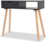 vidaXL Scandinavian Style Console Table - Sturdy and Compact Black Sideboard with Drawer, Crafted from Solid Pinewood and MDF Tabletop - Ideal for Living Room Decor