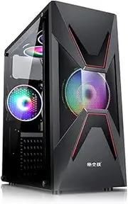 Desktop Computer Case ATX Full-View Side Transparent PC Case Support ATX/Micro ATX/ITX 155mm CPU Cooler/350mm Graphics Card Black One Size