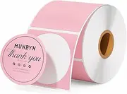 MUNBYN 2 Inch Pink Circle Thermal Stickers, Self-Adhesive Round Direct Thermal Labels, Multi-Purpose Roll Stickers for DIY Logo Design, QR Code, Name Tag, Inventory - Pink 750 Labels/1 Roll