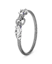 John Hardy Sterling Silver Legends Naga Blue Sapphire Double Dragon Chain Bracelet