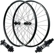 ZECHAO MTB Bike Wheelset 26/27.5/29",Mid Lock Disc Brake Straight Pull 28 Holes Thru-Axle 110mm/148mm for 8-12 Speed Front Rear Wheel Wheelset(Black -XD,27.5inch)