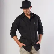 WATTLE - Mens Stretch Cotton Work Shirt - 2 Flap Pockets