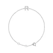 14k White Gold .06 CTW Natural Diamond Initial R 6-7" Bracelet Gift for Mother