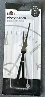 Plaid Clock Accessories - Black Tear Drop Clock Hands 4 1/2" - 3 pc - New