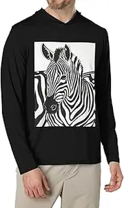 [JEJEA] Zebra Print Print Men's Shirts Long Sleeve Hoodies Fashion Tee Shirts,Causal Fit No Buttons T-Shirts