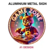 Freddy Game Zone #1 Metal Hanging Wall Sign 20x20cm Five Nights at Freddys MOVIE