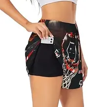 [WURTON] Basketball Print Exercise Gym Workout Shorts Women's Athletic Shorts Dual-Layered Yoga Running Shorts