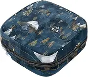 Period Bag,Sanitary Napkin Storage Bag,Forest Mountain and Tree,Tampon Holder for Purse