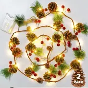 2 Pack Pine Cone Christmas String Lights, Total 13FT 40LED Battery Operated Chri