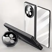 Jarttarn Case Compatible with Honor Magic V3, [Built-in Screen Protector] Metal Camera Stand All-Inclusive Spring Hinge Protection Transparent Case for Honor Magic V3 (Black)
