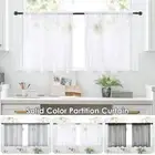 Solid Short Sheer Valance Curtains Gauze Tulle Kitchen Cafe Decor Tier Voile