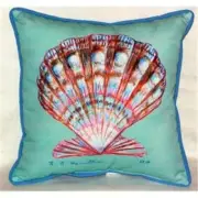 Betsy Drake HJ112C Scallop - Teal Indoor & Outdoor Throw Pillow- 18 x 18 in.