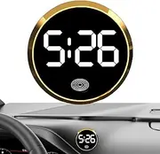 Car Dashboard Clock - Digital Touchscreen Vehicle Clock, Round LED Display | Modern Car Dashboard Timepiece for SUVs, Sedan, Truck, RVs, Car, Stylish Auto Interior Accessory for Precise Timekeeping