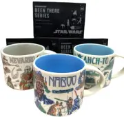 STAR WARS DISNEY STARBUCKS NABOO, NEVARRO, AHCH-TO Been There mugs set 2022 NIB