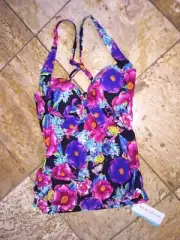 Seafolly Paradiso Floral Push-up Bra Tankini Swimsuit Top Women's US 6 NWT $138