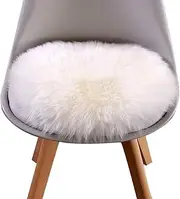 40CM White Wool Round Warm Cushion Pad Thickening Plush Chair Cushion Anti-Slip Seat Mat Chair Mat Pad for Office Chair Sofa