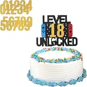 Gamer Cake Topper, Video Game Cake Topper, Level Unlocked Birthday Cake Topper, DIY Level Up Happy Birthday Cake Topper, Gamer Party Supplies for Kids Boys Girls Gamer (01-99 Years Old)