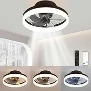 AiiYiiHii 50cm Ceiling Fans with Lights and Remote, Low Profile Ceiling Fans with Dimmable LED Lights 3000K-6500K, Smart Air Circulator Quiet Ceiling Fans with 6 Speeds Reversible Blades for Bedroom