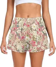 [FRODOTGV] Jasmine Flowers Pink Womens Athletic Shorts Loose & Comfy Swim Shorts for Indoor Boating Travel Yoga Sports S, Jasmine Flowers Pink, Medium