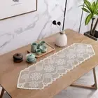 2pcs White Lace Table Runner Embroidered Table Cover Wedding Party