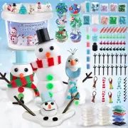 LAWOHO Build a Snowman Kit - 500ML Crystal Slime, Clay & Christmas Charms,
