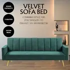 Sofa Bed Futon Convertible Velvet Lounge Recliner Couch Sleeper 3 Seater Green
