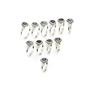 WHOLESALE 11PC 925 SOLID STERLING SILVER LABRADORITE RING LOT 0 B123